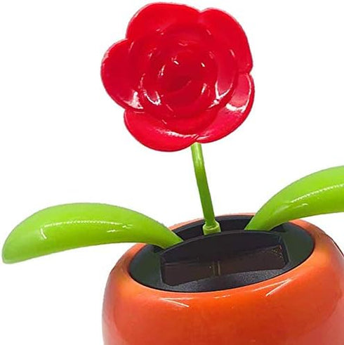 Solar Powered Dancing Flower Swinging Animated Dancer Toy Car Decoration for Car Dashboard Office Desk Decoration - Rose...