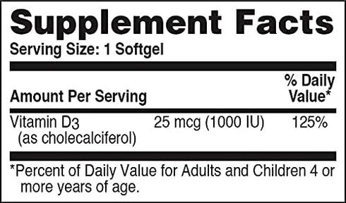 Health Thru Nutrition Vitamin D3 1,000iu 100 Mini Softgels for Maximum Benefit | 25mcg Cholecalciferol | 3rd Party Tested | Non-GMO USP Grade in O...