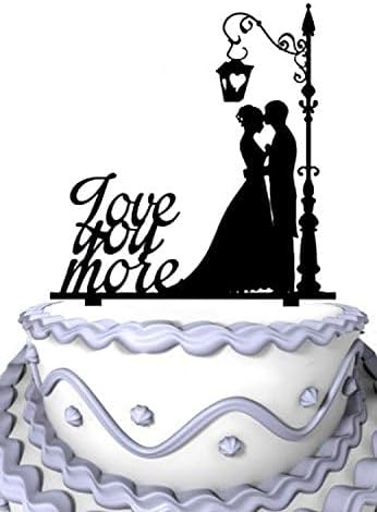 Meijiafei Cursive Love You More Groom and Bride Wedding Cake Topper Silhouette...