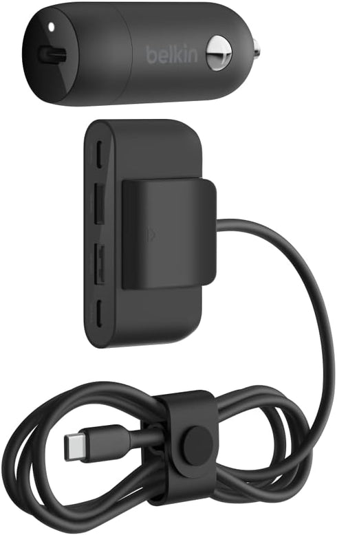 Belkin Boost?Charge™ 30W Fast Car Charger, Compact Design w/USB-C Power Delivery Port, 4-Port USB Power Extender, Universal Compatibility for iPho...