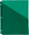 JAM PAPER Plastic Binder Dividers w/Pocket - 11 3/16 x 9 1/4 - Green - 6/Pack...
