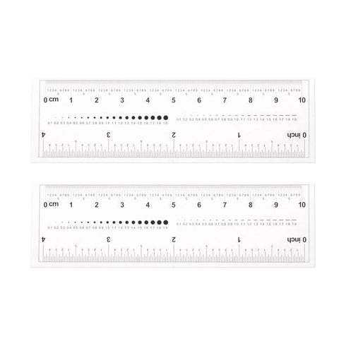 2Pcs White Film Flexible Ruler 4 Inch 0.1mm Scale PET Plastic Folding Straight Ruler Calibration Soft Ruler Measuring Tool for Factory, Transparen...