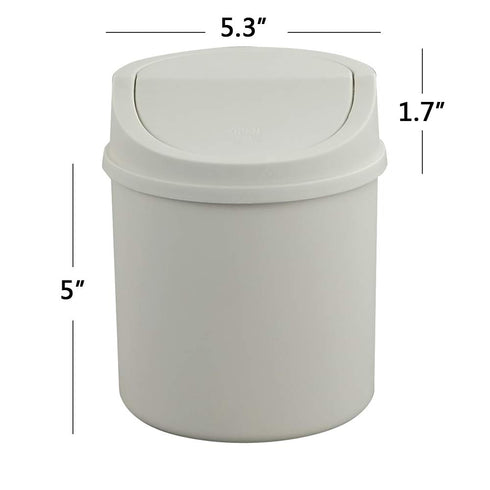 Tiny Trash Can with Swing Lid, Plastic Desktop Mini Waste Can, White...
