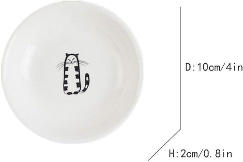 FUYU 6pcs Cute Cat Ceramic Sauce Plate, Snack Plate, Side Dish, 4 inches...