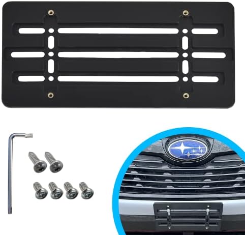 Front Bumper License Plate Bracket for Subaru 2000-2025, Plate Holder Set w 6 Unique Screw Bolts & Wrench Kit, License Tag Mounting Kit, Quality P...