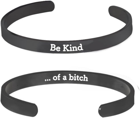 Pingyongchang Stainless Steel Be Kind...of A Bitch Bracelets Punk Engraved Inspirational Cuff Bracelet Jewelry Gifts for Women...