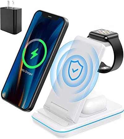 Wireless Charger for Multiple Apple Devices, 2022 Upgraded 3 in 1 Charging Stand Dock for iPhone 13/12/Pro Max/SE/11/X/XS/XR/8, Compatible for iWa...