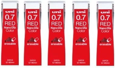 Uni NanoDia Color Mechanical Pencil Leads 0.7mm Red, 5 Pack/total 100 Leads Value Set...