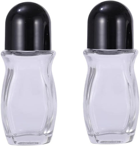 2 Pcs 50ml 1.69oz Clear Roller Bottle Empty Glass Body with Plastic Roller...