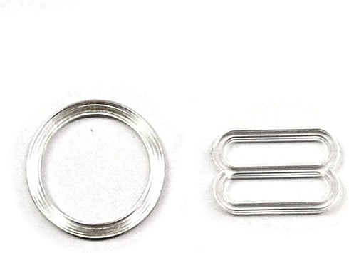 100Set Clear Plastic Invisible Lingerie Rings (8.5g) and Sliders (9g) Bra Bikini Rings (15mm)...