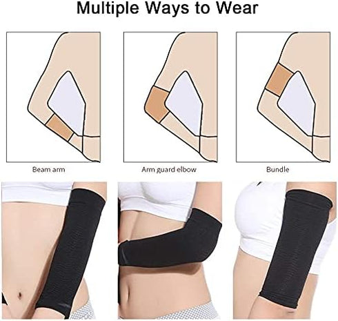 BeeSpring 2 Pair Arm Slimming Shaper Wrap, Arm Compression Wrap Sleeve Helps Lose Arm Fat, Tone up Arm Shaping Sleeves for Women, Sport Fitness Ar...
