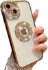 Casechics Compatible with iPhone Case,Luxury Glitter Bling Sparkly Diamond Rhinestone Bumper Camera Lens Protection Transparent Clear Soft Shockpr...