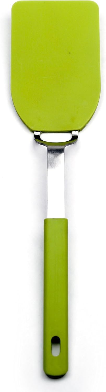 RSVP International Kitchen Tool Collection Flexible Nylon Spatula, Stainless Steel Handle, 12x2.75", Green...