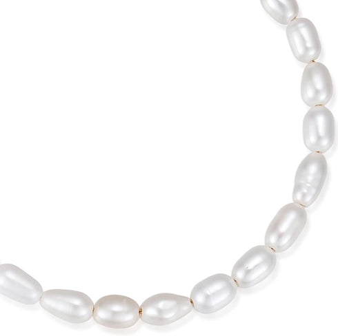 Cultured Pearl Choker Necklace 16" | 14K Gold Plated on Solid Sterling Silver Chain | Women's Freshwater Pearl Necklace Birthday Bridal Bridesmaid...