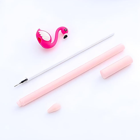 12Pcs/Bulk Cute Pens Aesthetic Kawaii Pink Flamingo Gel Ink Pen, Novelty Animal Cool Rollerball Fancy Writing Stationery School Office Supply for ...