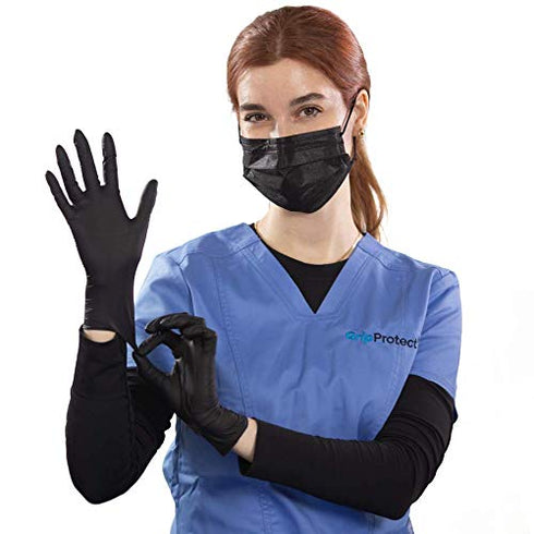 GripProtect® Precise Black Nitrile Exam Gloves | 4 Mil | Chemo-Rated | Food, Home, Hospital, Law Enforcement, Tattoo | (Large, 100)...