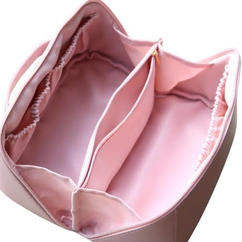 Large Capacity Beauty Bag, Travel Design, Waterproof Fabric Cosmetic bag, Open Flat Beauty Bag, Durable Fixed Divider and Double-Stitched Handle (...