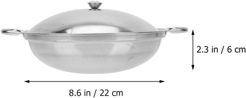 Kichvoe Stainless Steel Wok Pan with Lid 2pcs Double Handle Everyday Pan Nonstick Frying Pan Shabu Pot Seafood Cookware Fits All Stoves for Home O...