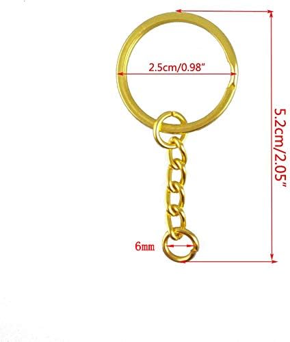 yueton Pack of 100 25mm/0.98" Metal Split Key Ring with Chain...