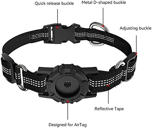 3 Pack AirTag Dog Collar, Reflective Dog Collar with AirTag Holder and Handle, Adjustable Nylon Air Tag Accessories Pet Collar for Small Medium La...