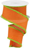 Halloween Canvas with Drift Fuzzy Edges Wired Ribbon, 2.5" x10 Yards, Orange, Lime Green...