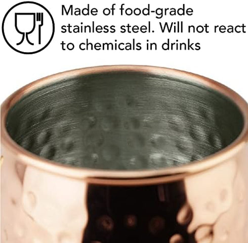 PG Copper/Rose Gold Plated Stainless Steel Moscow Mule Mug - Bar Gift Set 4 - Factory Direct (19 oz) - Authentic Traditional Design - Smooth Finis...