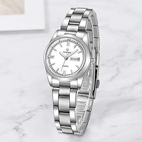 Women's Classic Fashion Silver Stainless Steel Watches Waterproof Date Luminous Lady Dress Wrist Watch...