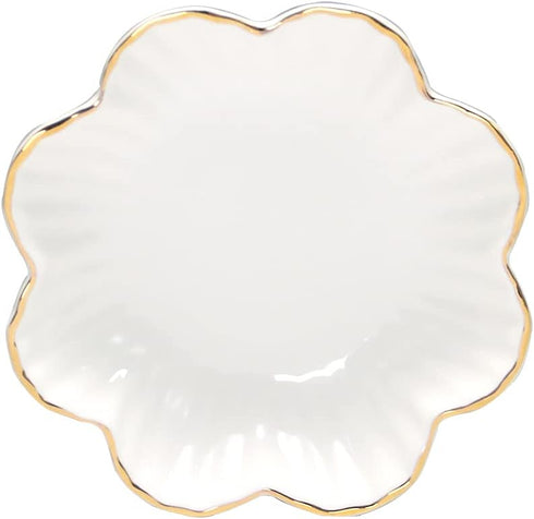 Porcelain Serving Dish,Ceramics Flower Relish Tray with Metallic Rim,Serving Bowls for Wedding,Party Perfect for Small Cereal, Pasta, Salad, Candy...