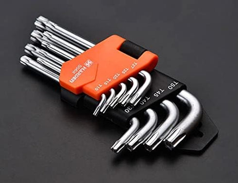 Edward Tools Star Key Wrench Set - Hardened Chrome Steel Screwdriver Set with Organizer Clip - Straight or L - T10 T15 T20 T25 T27 T30 T40 T45 T50...