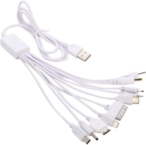 10 in 1 Universal Multifunction Cable Fit USB Charger Cell Mobile Phone MP4 Zaf White...