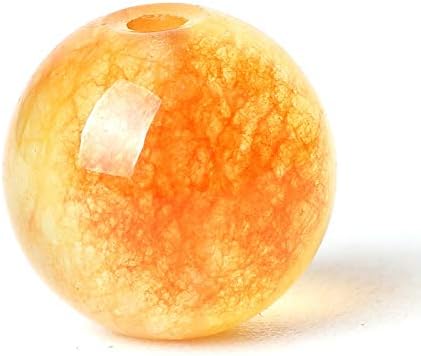 100Pcs Natural Stone Beads 6mm Orange Jasper Round Loose Gemstone Energy Healing Beads Hole Size 1mm DIY Smooth Beads for Bracelet Necklace Earrin...