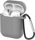 Airpods 2nd Generation Case Cover: Apple 1st or 2nd Generation Airpods Case Soft Silicone Protective Cover with Keychain Hook?Gray Waterproof Airp...