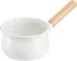 Jucoan 1 Quart Enamel Milk Pan with Dual Pour Spout, Small Enamel on Steel Saucepan Milk Pot Butter Warmer with Wooden Handle, Stove Top Soup Pot ...
