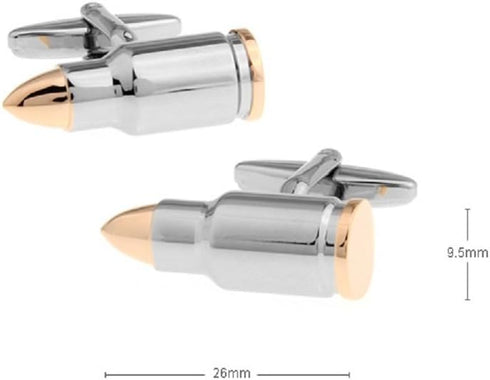 Bullet 2 Two Tone Shell Casing Army Police Pair Cufflinks in a Presentation Gift Box & Polishing Cloth...