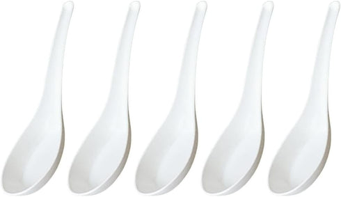 5 Pcs Reusable Plastic Chinese Soup Spoon for Ramen, Soup, Fried Rice, Mapo Tofu and Rice Porridge, Heat Resistant, Unbreakable....