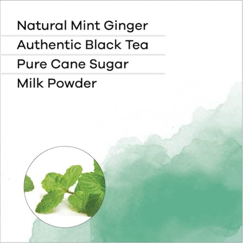 QuikTea Mint Ginger Chai Tea Latte – 10 Count, Bold Mint Ginger Flavor, Naturally Caffeine-Light, no preservatives, No Sugar Added – Just Add Hot ...