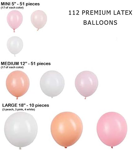 Balloon Garland Kit - Pink, White, Blush Balloons for Parties - Valentine's Day / Galentine's Party - Large, Small Baby Pastel Matte Balloons - Ba...