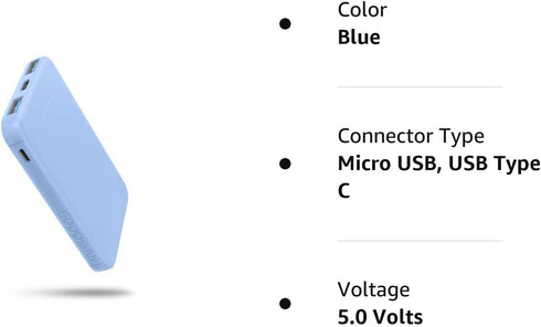 VANYUST S22 Portable Charger, Power Bank, 5000mAh External Battery Pack Compatible for iPhone 15 14 13 12 11 X Samsung S22 S21 Google iPad etc(Blu...