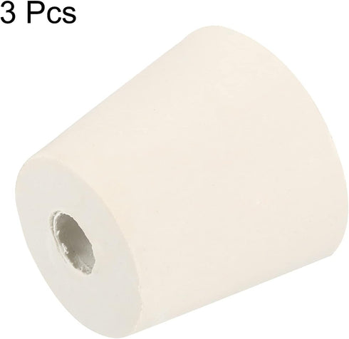 MECCANIXITY Rubber Tapered Plug 25mm to 33mm with Hole Test Tubes Bungs Stopper White for Lab Home 3 Pieces...