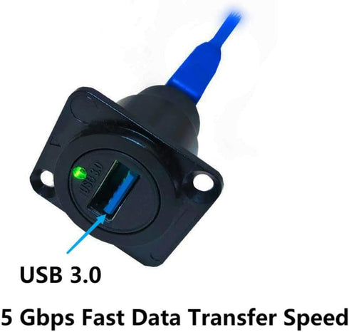 USB 3.0 D Panel Mount Solderless Connector USB 3.0 Female to Female Coupler Socket Pass Through Adapter Speed 5Gbps for Audio Video Optoelectronic...