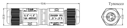 IP68 Waterproof Cable Connector Outdoor, 2Way Waterproof Junction Box Outdoor Cable Connector, 3 Pins Wire Connector,Extension Electrical Cable Pr...