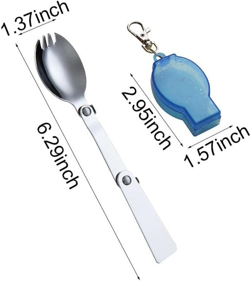 Folding Camping Spork with Case Portable Spork Keychain Foldable Travel Backpacking Spork Long Handle Camp Sporks with Storage Box Reusable Pocket...