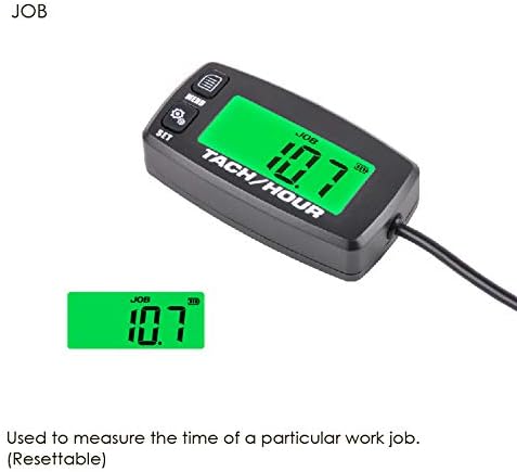 Jayron JR-HM032A Self Powered Digital Tach/Inductive/Maintenance/Waterproof/Backlit/Shutdown Hour Meter,Battery Replaceable,for Lawn Mower Tractor...
