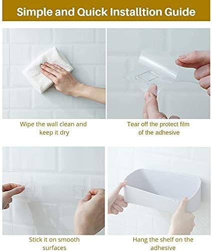 SUNFICON Adhesive Shower Caddy Wall Mounted Bathroom Shelf Organizer Storage Rack No Drilling Shower Shelf Bath Essentials Shampoo Spice Holder 2 ...