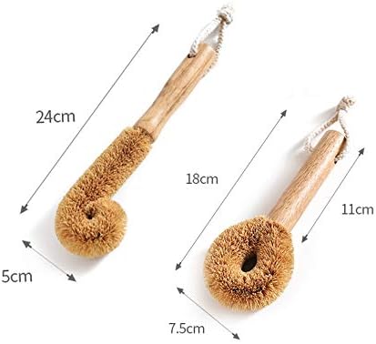 Wodden Cleaning Brush, Bottle Washing Brush, Pan Scrub Brush, Natural Coconut Fiber Brush Head , Sturdy, Deep Cleaning, Eco-Friendly...