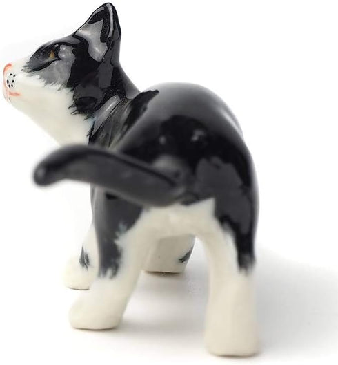 ZOOCRAFT Black Cat Figurine Ceramic Animal Miniature Handcrafted Kitten Gift Decor DIY Craft Design Collectible, 1.10 x 2.40 x 1.34 inches...