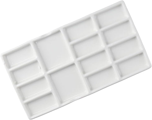 8 Inch Artist Ceramic Paint Palette,14 Wells Rectangle Porcelain Watercolor Painting Tray Palette Painting Supplies for Oil Painting Art Craft...