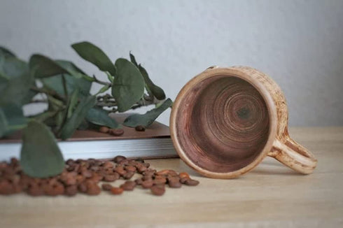 Wolf Coffee Mug wolf Handmade Pottery Clay 8.5 oz Dark Rustic Eco Friendly Cup Handcrafted ceramic tea mugs with handle Coffee lovers gift...