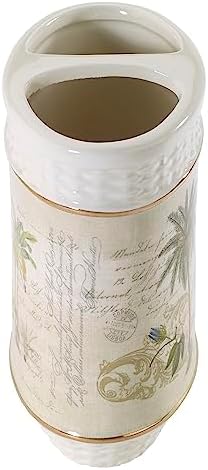 Avanti Linens - Toothbrush Holder, Ceramic Bathroom Accessories, Tropical Inspired Home Decor (Colony Palm Collection)...