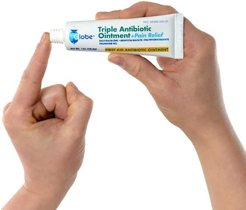 Globe Triple Antibiotic + Pain Relief Dual Action Ointment 1oz | First Aid Antibiotic | Soothes Pain, Cuts, Burns and Scrapes | 24 Hour Infection ...